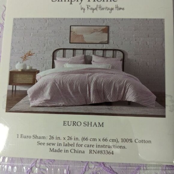 NEW- Simply Home by Royal Heritage Home Ellie Euro Sham (26"x26") Cotton Purple - Picture 5 of 6
